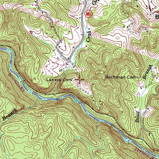Topographic Map of Lawson Cemetery, VA