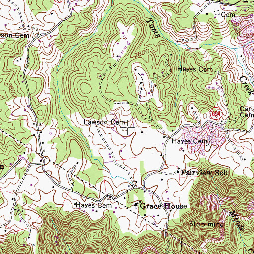 Topographic Map of Lawson Cemetery, VA