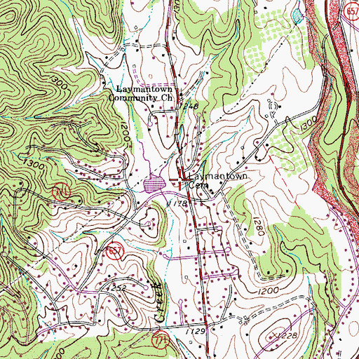 Topographic Map of Laymantown Cemetery, VA