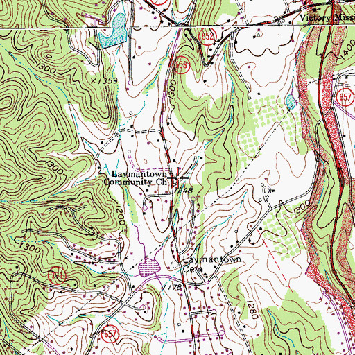 Topographic Map of Laymantown Community Church, VA