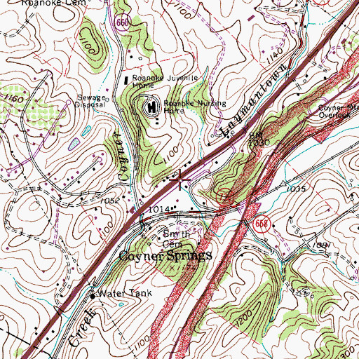 Topographic Map of Laymantown Creek, VA