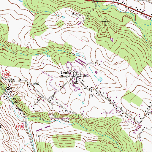 Topographic Map of Leaks Chapel, VA
