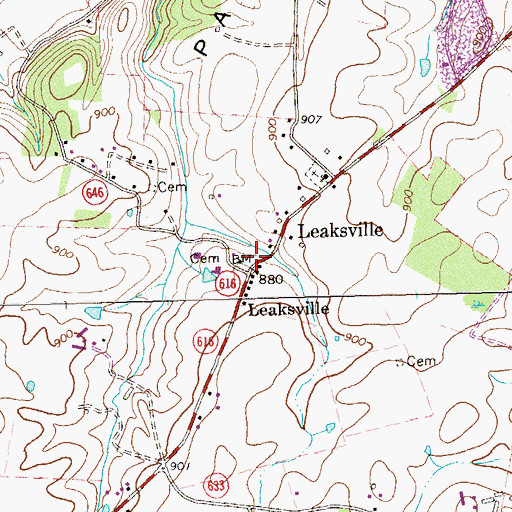 Topographic Map of Leaksville, VA