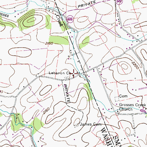 Topographic Map of Lebanon Church, VA