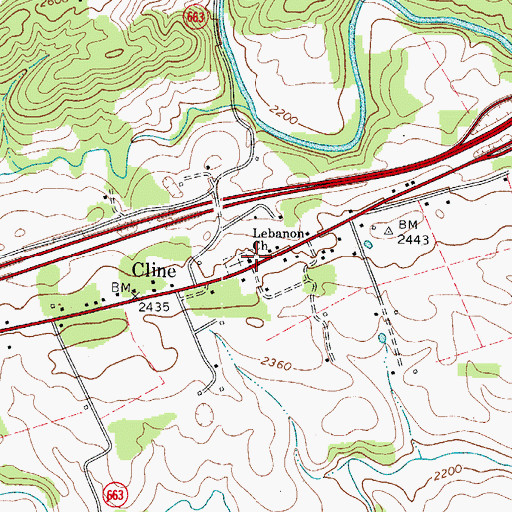 Topographic Map of Lebanon Church, VA