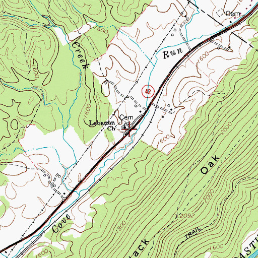 Topographic Map of Lebanon Church, VA