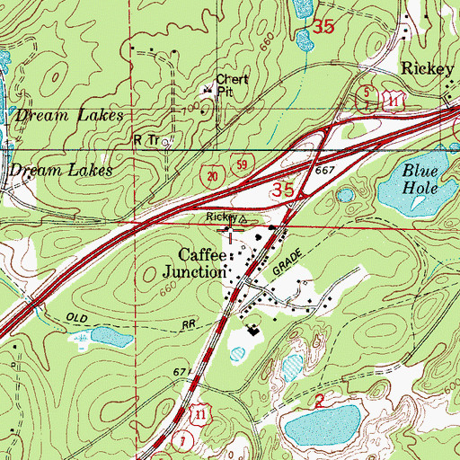 Topographic Map of Reno Church, AL