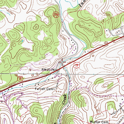 Topographic Map of Left Fork Indian Creek, VA
