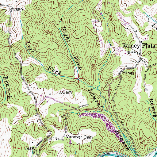 Topographic Map of Left Fork Laurel Branch, VA