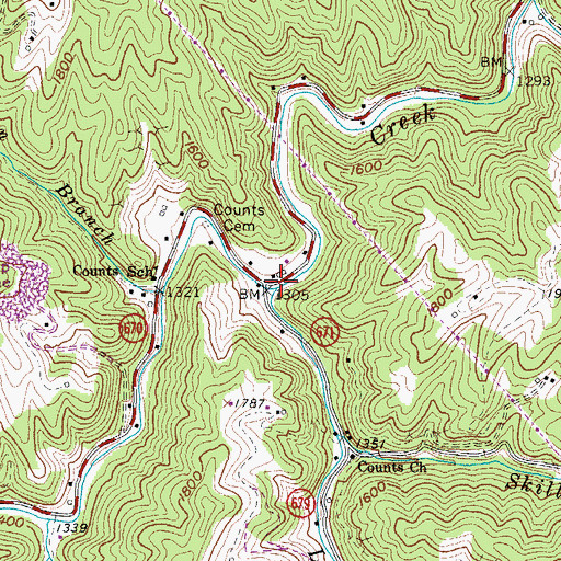 Topographic Map of Left Fork Lick Creek, VA