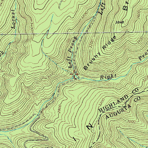 Topographic Map of Left Prong Benson Run, VA