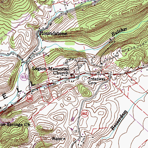 Topographic Map of Legion Memorial Church, VA