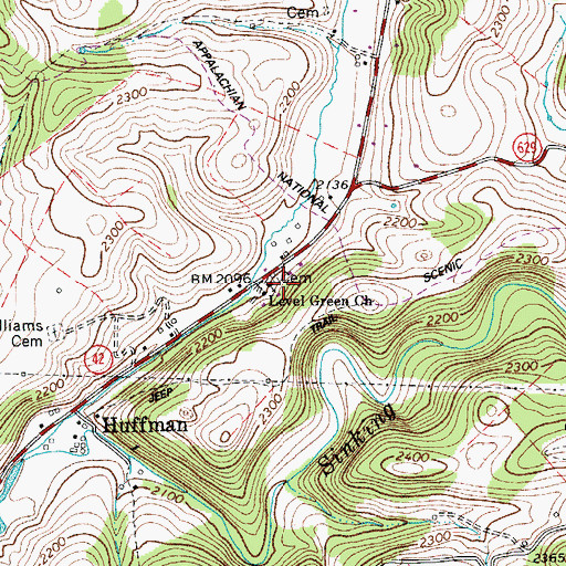 Topographic Map of Level Green Church, VA