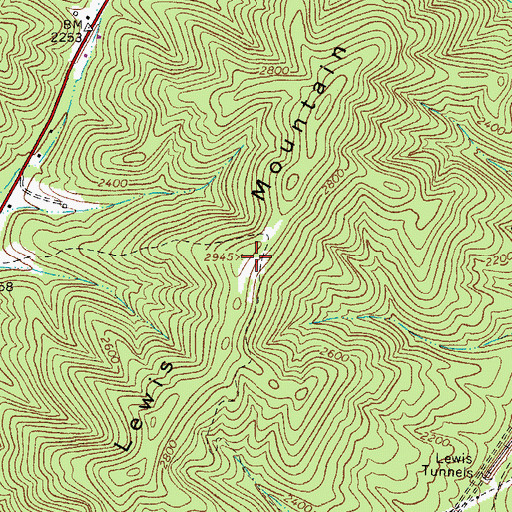 Topographic Map of Lewis Mountain, VA