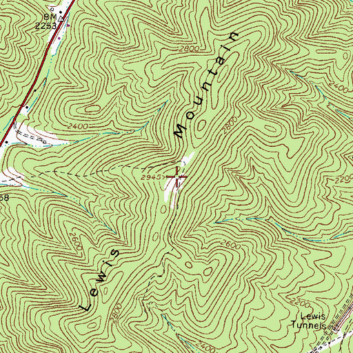 Topographic Map of Lewis Mountain, VA