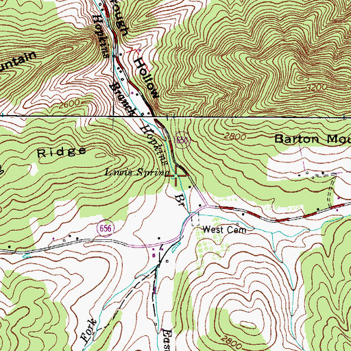 Topographic Map of Lewis Spring, VA