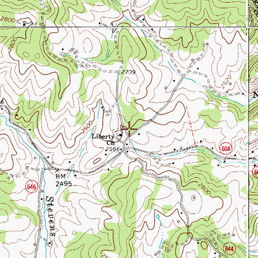 Topographic Map of Liberty Church, VA