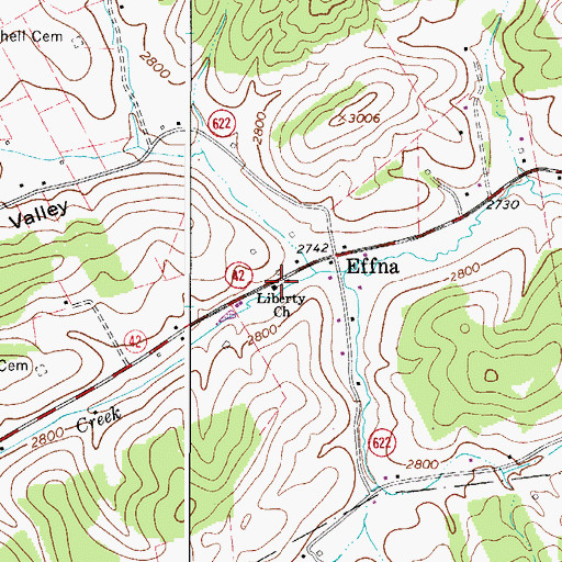 Topographic Map of Liberty Church, VA