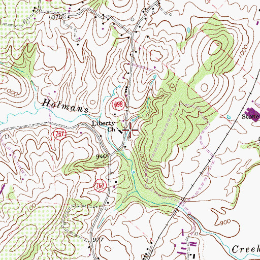 Topographic Map of Liberty Church, VA