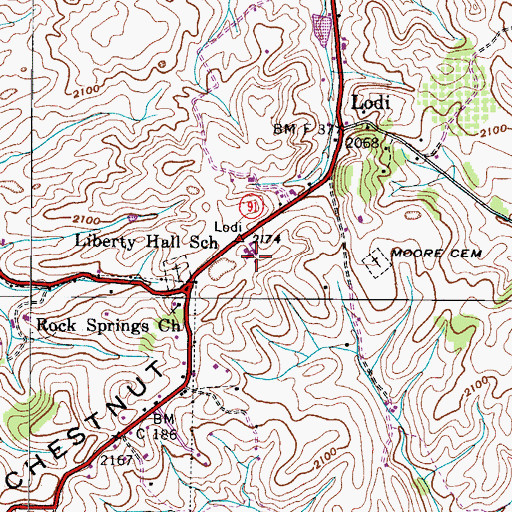 Topographic Map of Liberty Hall School, VA