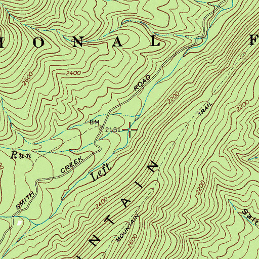 Topographic Map of Lick Block Run, VA