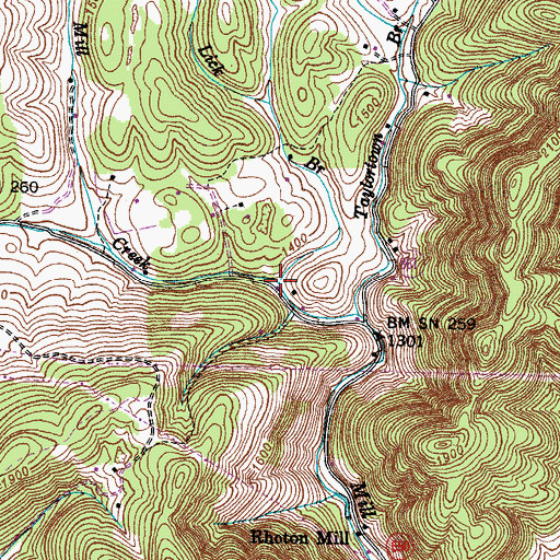 Topographic Map of Lick Branch, VA