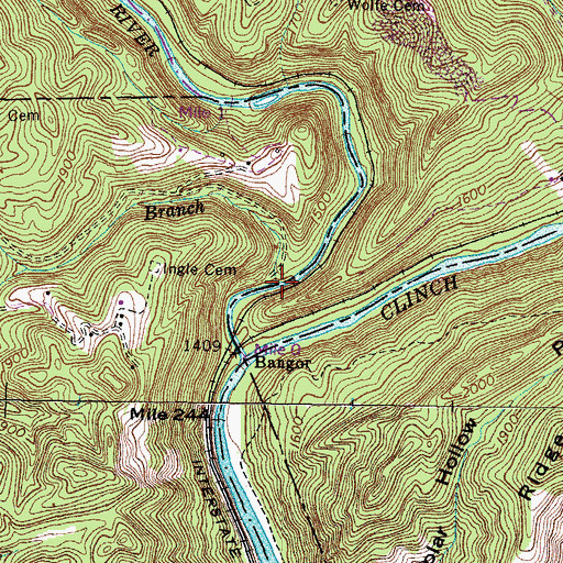 Topographic Map of Lick Branch, VA