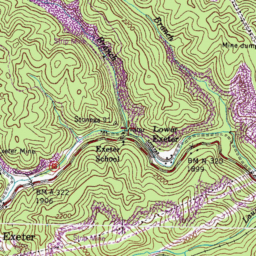 Topographic Map of Lick Branch, VA