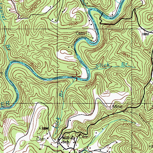 Topographic Map of Lick Branch, VA