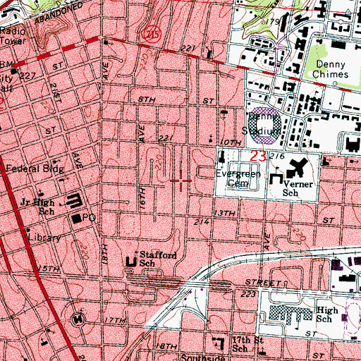 Topographic Map of Richards Memorial Catholic School (historical), AL