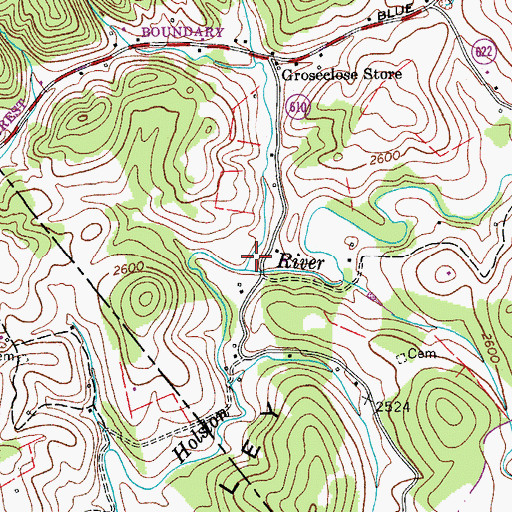 Topographic Map of Lick Branch, VA