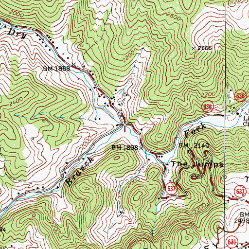 Topographic Map of Lick Branch, VA