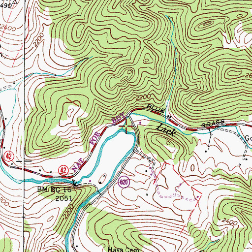 Topographic Map of Lick Creek, VA