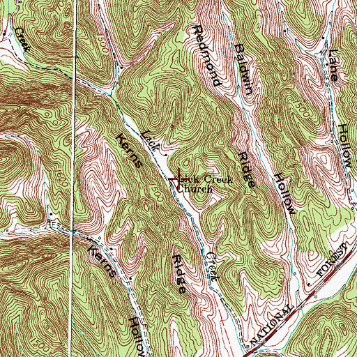 Topographic Map of Lick Creek Church, VA