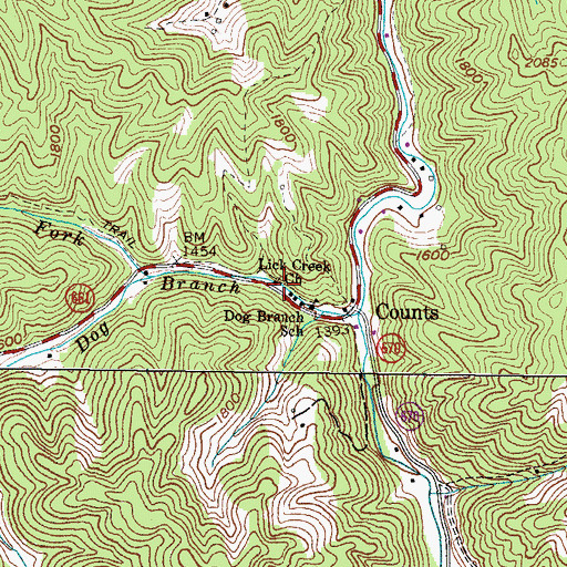 Topographic Map of Lick Creek Church, VA