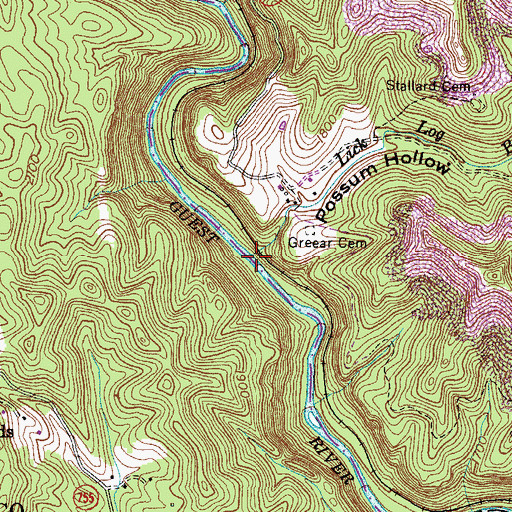 Topographic Map of Lick Log Branch, VA