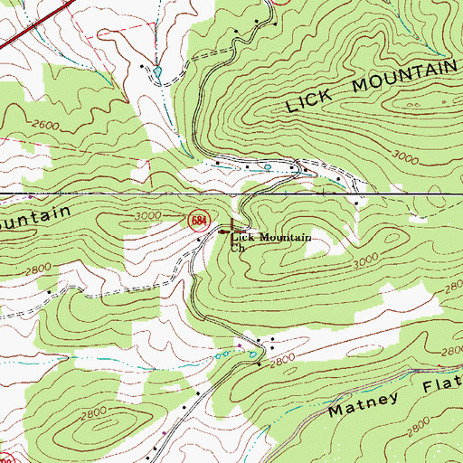 Topographic Map of Lick Mountain Church, VA