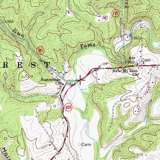 Topographic Map of Lick Run, VA