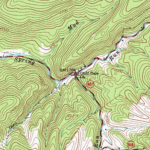 Topographic Map of Lick Run, VA