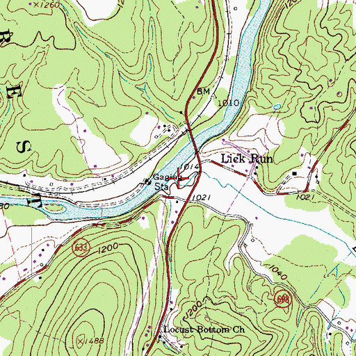 Topographic Map of Lick Run, VA
