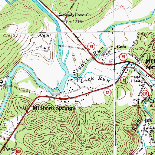 Topographic Map of Lick Run, VA