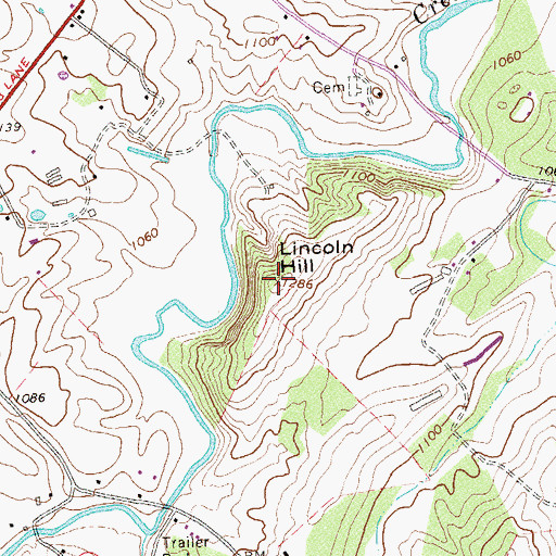 Topographic Map of Lincoln Hill, VA