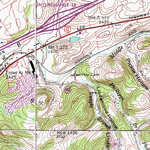 Topographic Map of Lindamood Hollow, VA