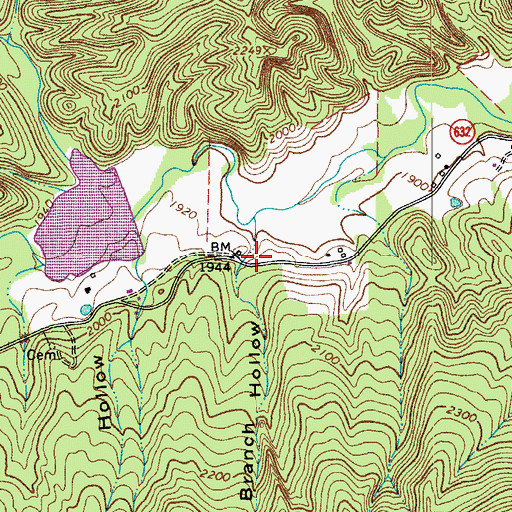 Topographic Map of Line Branch Hollow, VA