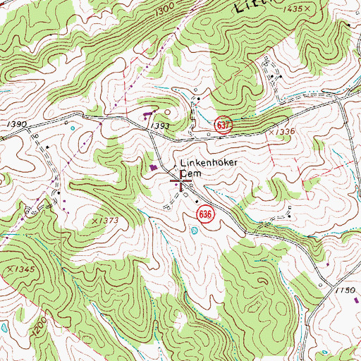 Topographic Map of Linkenhoker Cemetery, VA