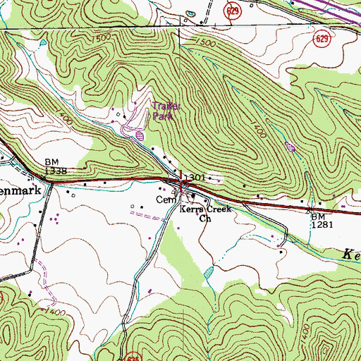 Topographic Map of Linkswiler Branch, VA
