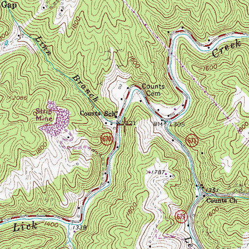 Topographic Map of Linn Branch, VA