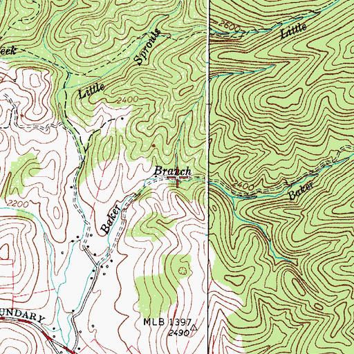 Topographic Map of Little Beartown Branch, VA