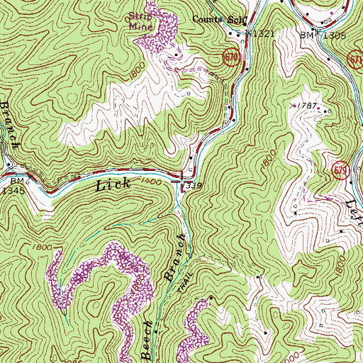 Topographic Map of Little Beech Branch, VA