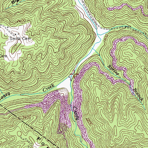 Topographic Map of Little Caney Creek, VA
